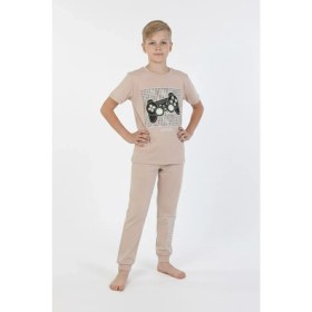 Resim Isobel Gamer Baskılı % 100 Pamuk Erkek Çocuk Pijama Takımı 