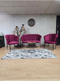 Resim ZAFİR Siyah Boyalı Tel Ayak Papatya Çay Seti Koltuk Takımı , Balkon, Salon, Ofis, Cafe Koltuk Takımı 