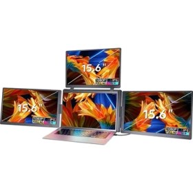 Resim Ultrax 15.6" Üçlü Taşınabilir Monitör Çoklu Ekran Full Hd IPS Notebook Monitör 