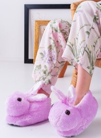 Resim Slipcat Tavşan Figürlü Lila Peluş Panduf Ev Pandufu Unisex 
