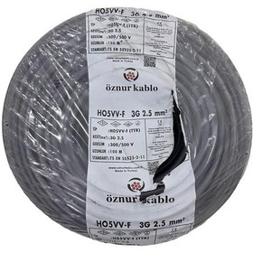 Resim Öznur 15mt 3x2,5mm Ttr Bakır Elektrik Kablosu Siyah 