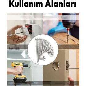 Resim mobilyap Std 5X40 Sunta Vidası Sivri Uçlu Ahşap Tahta Ağaç Mobilya Ayak Kulp Vidası 10 Adet 