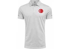 Resim Ghassy Co. Türk Bayrak Logolu Polo Yaka Hafif Esnek Hızlı Kuruyan Kumaş Performans Spor Tişört 