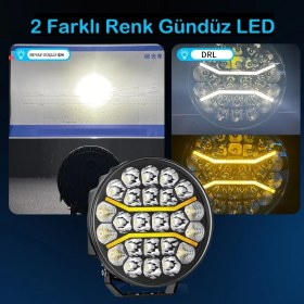 Resim Kamyon 9 Inç Sis Farı Tepe ve Tampon Lambası 100 W Projektör Lamba Gündüz LED Drl Sarı ve Beyaz 