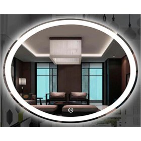 Resim Global Led Mirror 35 x 55 cm Kumlamalı Dokunmatik Tuşlu Ledli Elips Ayna Duvar Salon Banyo Wc Ofis Yatak Odası Boy Ledli Ayna 