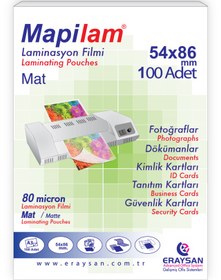 Resim MAPİLAM 80 MİCRON MAT LAMİNASYON FİLMİ (KREDİ KARTI) (54X86) 100 LÜ 