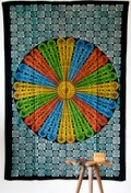 Resim Lila Rosa Mandala Desenli Yatak Ve Duvar Örtüsü 