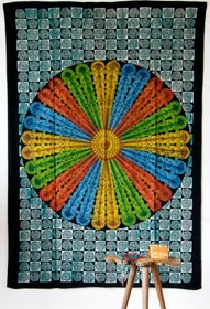 Resim Lila Rosa Mandala Desenli Yatak Ve Duvar Örtüsü 
