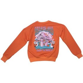 Resim İrem Kız Çocuk Dreamland Yazı Desenli Arkası Yazı Resim Baskılı Turuncu Renk Sweatshirt 