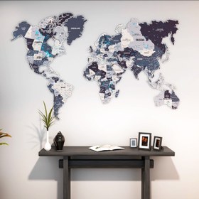 Resim Renkli UV Baskı Metal Dünya Haritası (Nimbus) - 110 x 70 cm 
