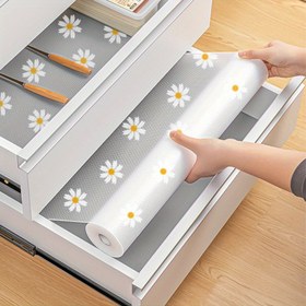 Resim 1 rulo Papatya Baskılı Mutfak Su Geçirmez Bardak Altlığı Yalıtımlı Mat, Ev Çekmece Astarı, Masa Matı 