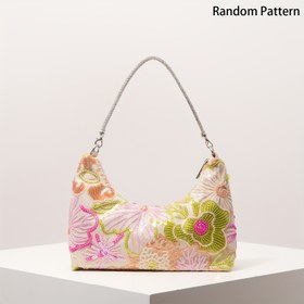 Resim Şık Pullu Kadın Omuz Çantası, Akşam Etkinlikleri İçin Çiçek Nakışlı El Çantası, Resmi Gelinlik ve Düğünler İçin Zarif Clutch, Rastgele Desenli Parıltılı Parti Çantası, Lüks Tasarım Çanta, Ayrılabilir Askılı, Şık Cüzdan, Parti Aksesuarı 