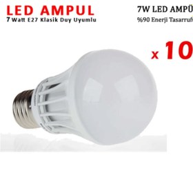 Resim YFHOME Ev Işyeri Ofis 7w %80 Enerji Tasarruflu Beyaz Led Ampul 10 Adet 