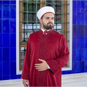 Resim İkranur Lüks Taberi İmam Cübbe Bordo 