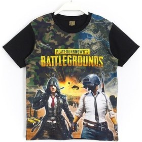Resim Pubg Mobile Dijital Baskılı Erkek Çocuk T-Shirt 6 - 13 Yaş Siyah 