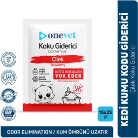 Resim OneVet Kedi Koku Giderici Çilek Kokulu 25 Gr. 15 Adet - 15 X 25 Gr 