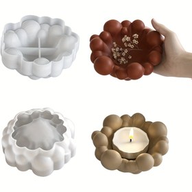 Resim Kabaca Bulut Şekilli Tepsi Silikon Kalıp Kabarcık Mum Tutucu Kil Kalıbı Reçine Epoksi Döküm için DIY Aromaterapi Mum Kalıbı Takı Saklama Kutusu Ev Dekorasyonu Kalıbı 