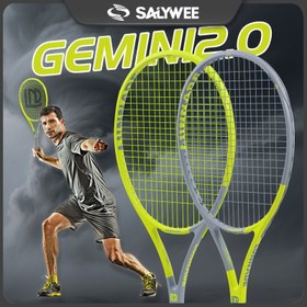 Resim SALYWEE Kompozit Karbon Fiber Tenis Raketi, Hafif Yüksek Kaliteli Profesyonel Çerçeve, 102 in² Baş Boyutu, 16×19 Önceden Gerilmiş Desen, İlave Tutma Bandı ve Ücretsiz Çanta & Overgrip Dahil 