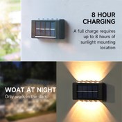 Resim 1 adet Güneş Enerjili Duvar Lambası, 10 LED, Otomatik Gece Aktivasyonu, Yukarı/Aşağı Aydınlatma, Bahçe, Garaj, Korkuluk için Enerji Tasarruflu Dış Mekan Aydınlatması - Beyaz/Sıcak Beyaz, Kolay Kurulum, Otomatik Dış Mekan Işığı|Dekoratif Duvar Lambası|Enerji Verimli LED, Güneş Enerjili Dış Mekan Işıkları 