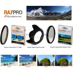 Resim Raypro 58Mm Uv Filtre + Circular Polarize Filtre + Parasoley Seti 