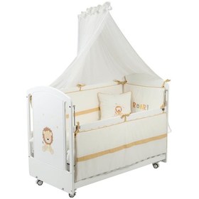 Resim Meltem Kids Sweet Lion Anne Yanı Ahşap Sallanır Beşik 60x120 Cm Beyaz-lion Beyaz 