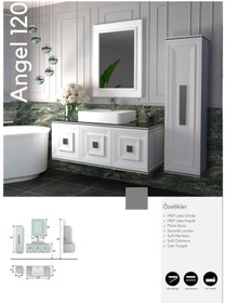 Resim Evros Angel Banyo Dolabı 120 cm Altın - Beyaz 