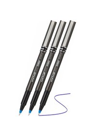 Resim Mavi Pilot Kalem Ub-155 Micro Deluxe 3 Adet Uniball Pilot Kalem 0.5 Mm Roller Uçlu Pilot Kalem İnce Uçlu Likit Mürekkep Mavi 