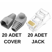 Resim SpeedUF 20 Adet Cat5 Cat6 Jak + 20 Adet Cover Kılıf 
