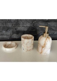 Resim Bal Mermer 3'lü Banyo Seti-1 Beyaz 