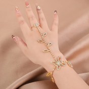 Resim Yaprak Taşlı Minimalist Parlak Yüzük Bileklik Seti - Şık Kadın El Takısı 