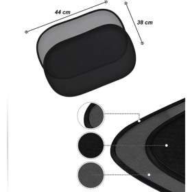Resim Wiforte Araç Oto Yan Cam Vantuzlu Güneşlik Perde Seti (2 Parça) - Oto Güneş Koruması, Sıcaklık Azaltıcı ve Uv Işınlarına Karşı Koruyucu 