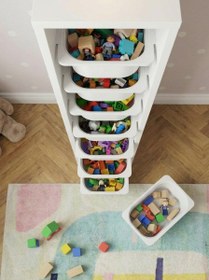 Resim Luda 8 Mini Beyaz Sepetli Çok Amaçlı Oyuncak Dolabı Beyaz 