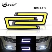 Resim Nlpearl 1 Çift Araba Şekilli COB LED Gündüz Koşu Işıkları, DC 12V Yüksek Parlaklık LED DRL, Dış Mekan Araba Sis Işıkları, Pil Olmadan 