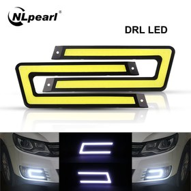 Resim Nlpearl 1 Çift Araba Şekilli COB LED Gündüz Koşu Işıkları, DC 12V Yüksek Parlaklık LED DRL, Dış Mekan Araba Sis Işıkları, Pil Olmadan 