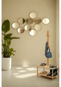 Resim Komodinli Ayakkabılık Portmanto Ofis Ahşap Ayaklı Naturel Elbise Askısı 170x60x35 - Parke Rengi Parke Rengi Diğer 