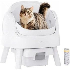 Resim Açık Tasarım Kedi Tuvaleti, Otomatik Temizlik Özelliği Ve Kolay Kürekleme Açık Ahşap 