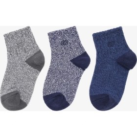 Resim Skechers Non Terry Qtr Crew - 3'Lü Paket Çocuk Çorap Büyük Erkek Çocuk Mavi/Gri Çorap S600807-434 