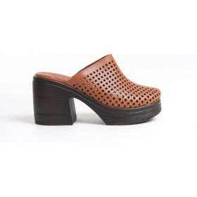 Resim Hakiki Deri Taba 10 cm Platform Ortopedik Sabo Terlik TMD202490 