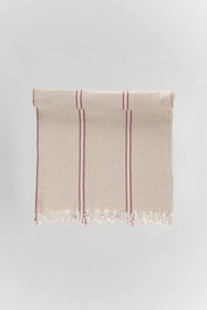 Resim Smyrna Keten Peştemal - 90x170 cm / Off White/Vişne 