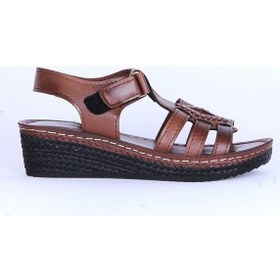 Resim Moda Ayakkabı 184 Polero Dolgu Topuk Kadın Yazlık Sandalet Kahverengi 