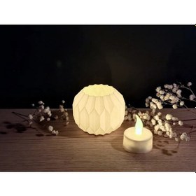 Resim Origamı Tasarım Mumluk Led Led Mum Şamdan Modern ŞEFFAF 
