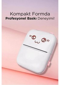 Resim Mini Fotoğraf Yazıcı Kablosuz Etiket Yazıcı Baskı Makinesi Ios Android Uyumlu Termal Printer Pembe 