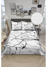 Resim Parlak Kadife Kumaş Kapitoneli Çift Kişilik Yatak Örtüsü Seti 3 Parça Cky0038 Renkli 