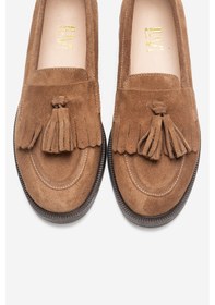 Resim Luvishoes Luvi Shoes Milina Toprak Süet Püsküllü Hakiki Deri Kadın Loafer Ayakkabı Toprak 