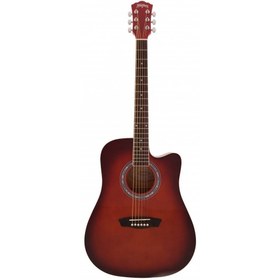 Resim Washburn WA90CRDB Akustik Gitar - Kırmızı (Başlangıç/Orta - Dreadnought) | Parlak Kırmızı Bitiş, Yüksek Ses Projeksiyonlu Gövde, Krom Aksanlar, Ergonomik Sap | Ölçüler: 41 İnç Tam Boy 