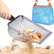 Resim 1 Adet Dayanıklı ABS Plaj Küreği Ağ Filtresi ile - Siyah Ergonomik Saplı Deniz Kabukları Toplama, Kumaş Kale Yapımı, Kum ve Kedi Tırmığı için Kolay Tutuşlu Sap | Sağlam Yapı 