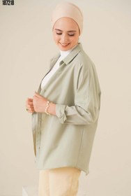 Resim 103901 Oversize Basic Tesettür Gömlek AHaki 