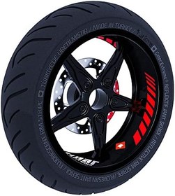 Resim Moto Rider 4'lü Sticker Seti Bayrak Kırmızı İç Dış Jant Şeridi Kask ve Çamurluk 