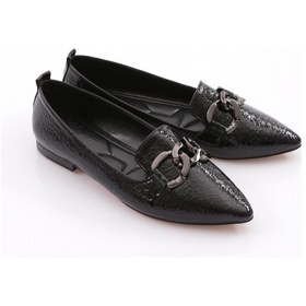 Resim Dgn K014 Kadin Demir Aksesuarli Babet Siyah Balık Sırtı 