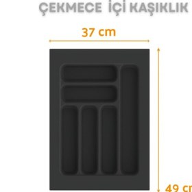 Resim Çekmece İçi Kaşıklık Ve Kepçelik Düzenleyici Antrasit 37x49 Cm 36,5x40 Cm Kadar Kesilebilir Antrasit 
